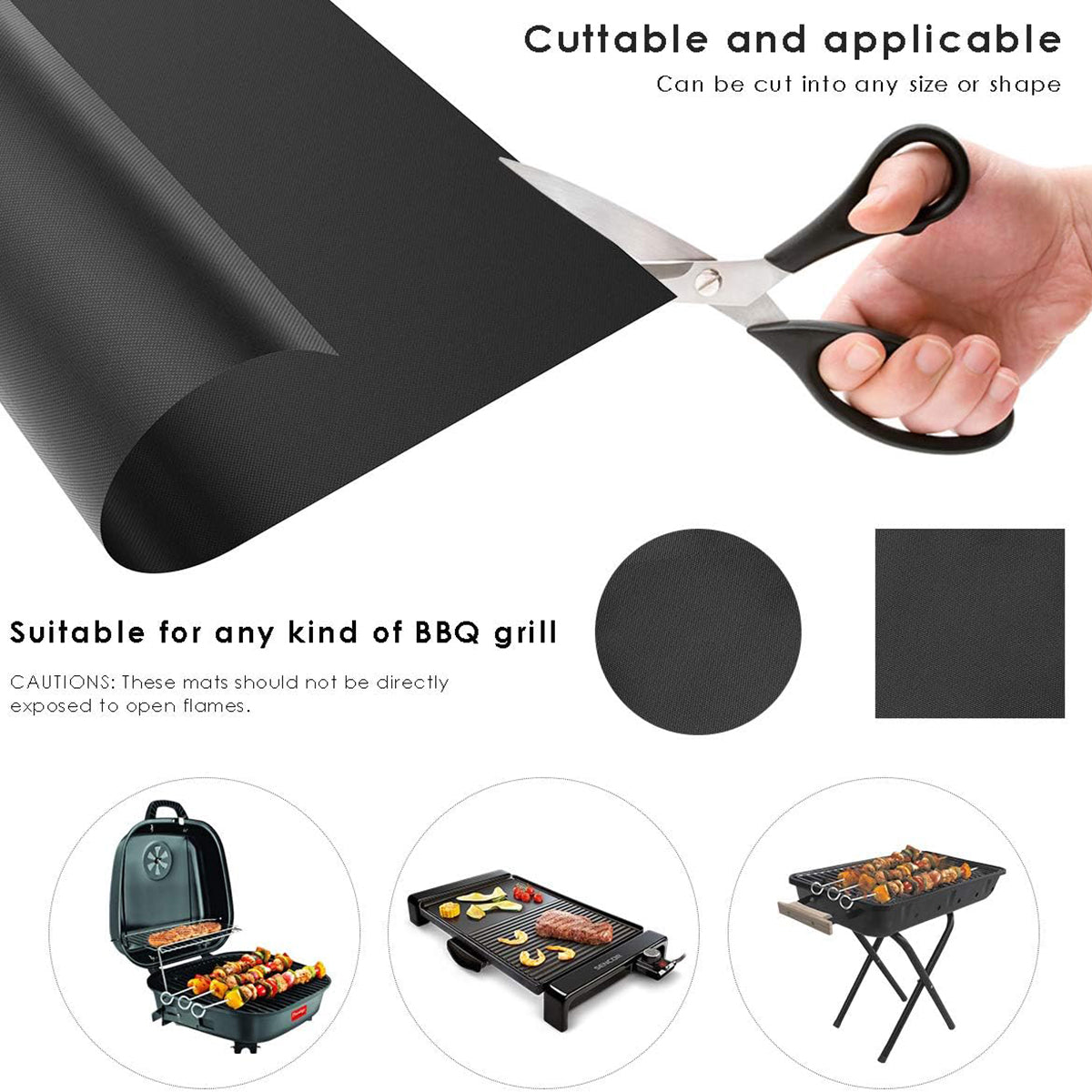 2PCS 33CMx40CMx0.2MM PTFE Fiberglass Mats Non-Stick Liners Outdoor Barbecue Meat Grilling Roasting Mats (BPA-Free, No FDA Certified)