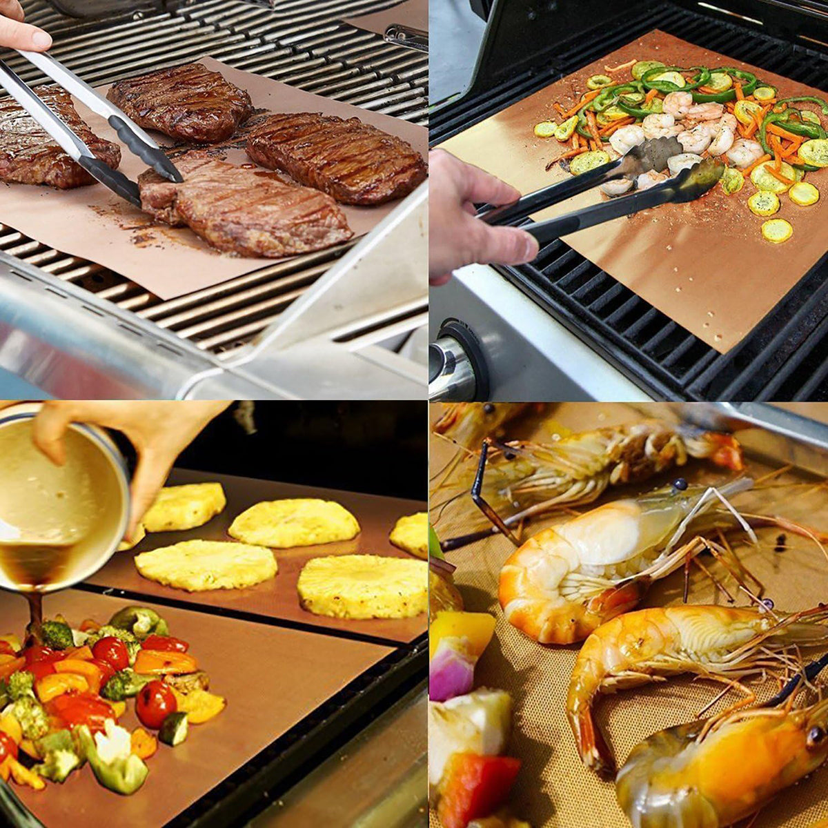 2PCS 33CMx40CMx0.2MM PTFE Fiberglass Mats Non-Stick Liners Outdoor Barbecue Meat Grilling Roasting Mats (BPA-Free, No FDA Certified)