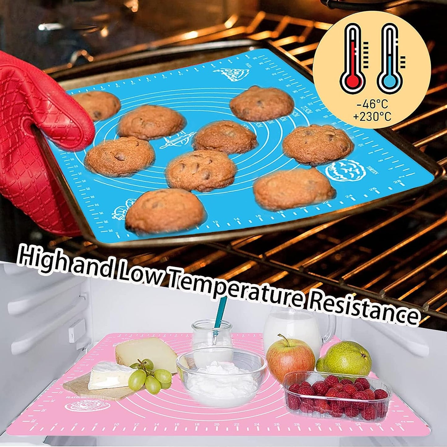 45x64CM Pastry Mat Non-stick Food-Safe Silicone Pad for Rolling Dough (BPA-Free, No FDA Certified)