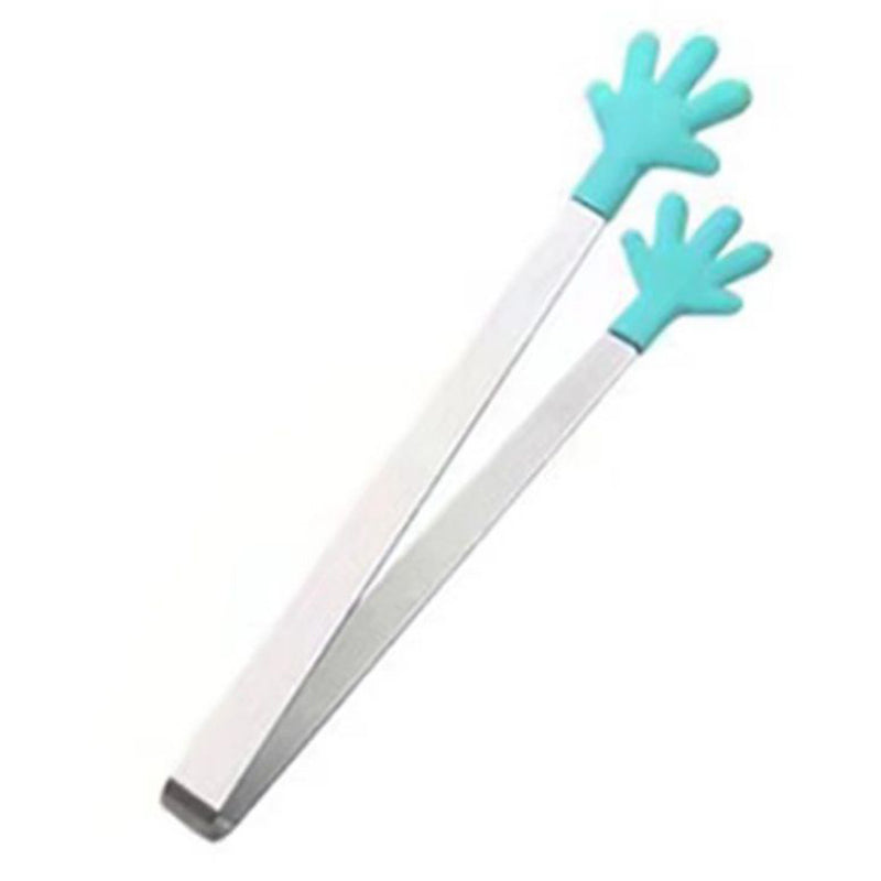 Cute Hand Shape Food Tong 430 Stainless Steel + Silicone Snack Dessert Cake Clip (No FDA Certificate, BPA Free)