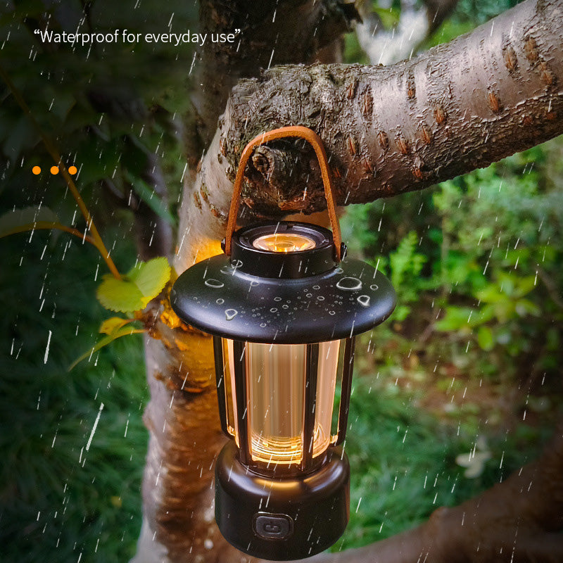 Portable Vintage Metal+Plastic Tent Lantern Rechargeable Garden Yard Hanging Lamp Camping LED Light