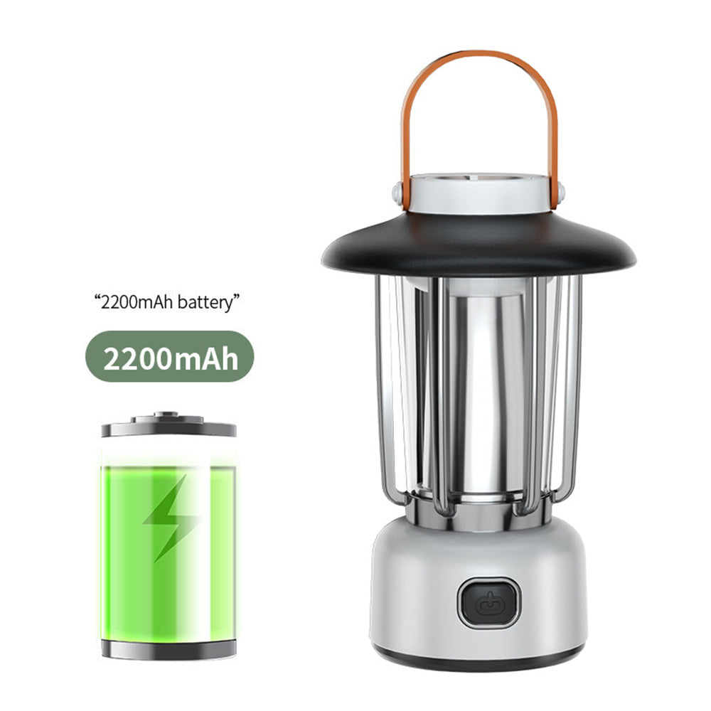 Portable Vintage Metal+Plastic Tent Lantern Rechargeable Garden Yard Hanging Lamp Camping LED Light