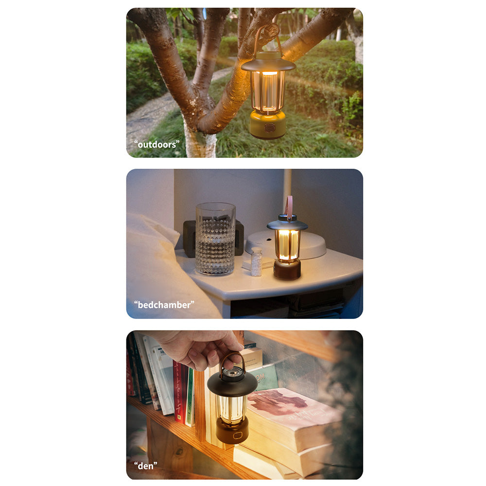 Portable Vintage Metal+Plastic Tent Lantern Rechargeable Garden Yard Hanging Lamp Camping LED Light