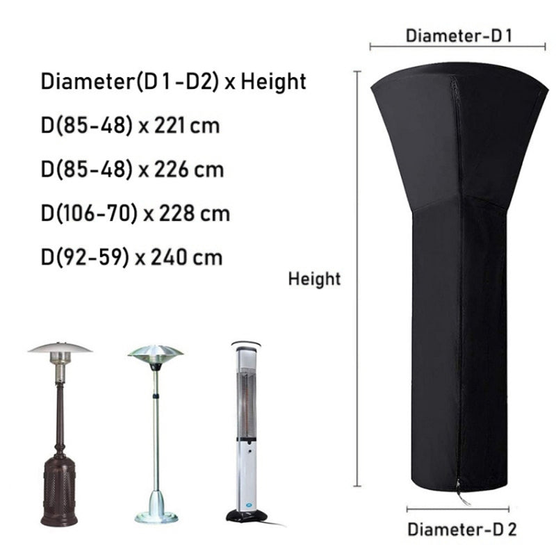 221x85x48cm Waterproof 210D Oxford Cloth Patio Heater Cover Dustproof Pyramid Vertical Outside Protection Cover