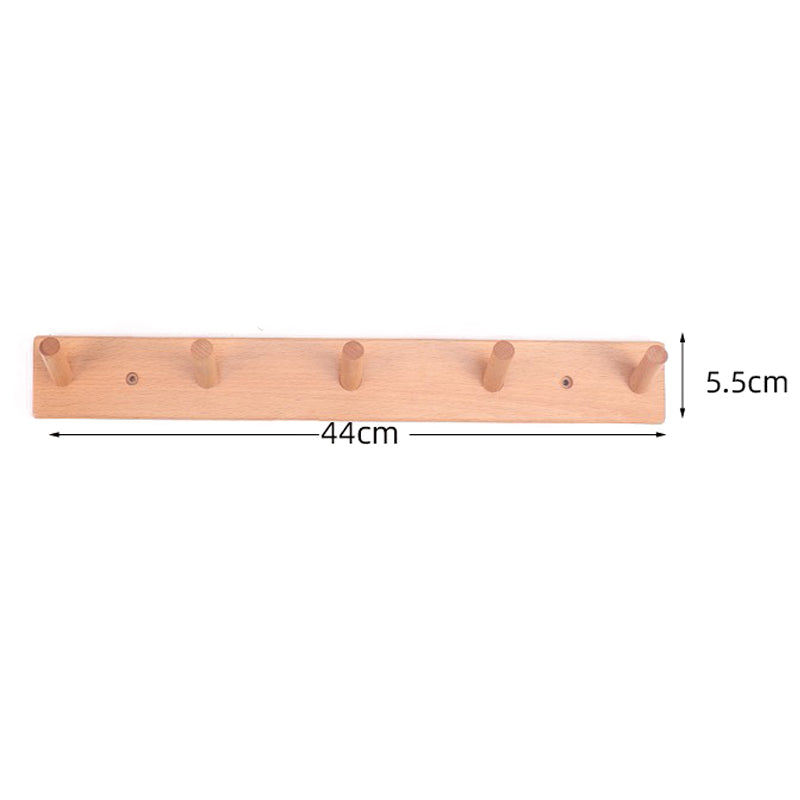 5-hook Solid Beech Wood Wall Hanger Keychain Coat Hook Rack Home Decoration (ST)