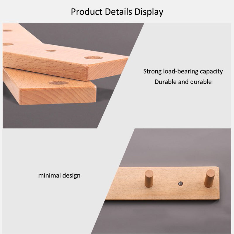 5-hook Solid Beech Wood Wall Hanger Keychain Coat Hook Rack Home Decoration (ST)
