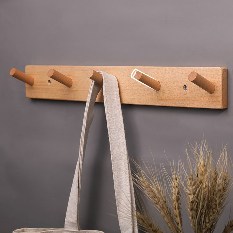 5-hook Solid Beech Wood Wall Hanger Keychain Coat Hook Rack Home Decoration (ST)