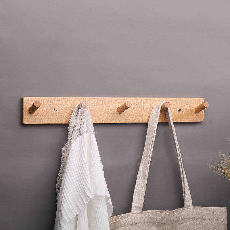 5-hook Solid Beech Wood Wall Hanger Keychain Coat Hook Rack Home Decoration (ST)