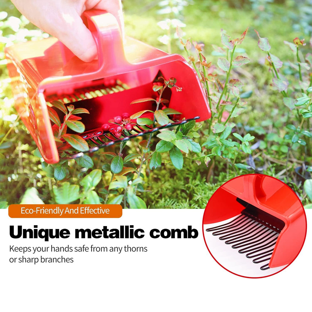 Berry Picker Blueberry Lingonberry Scoop Metal Comb Ergonomic Handle Design Berry Picking Rake Tool (BPA Free, No FDA Certificate)