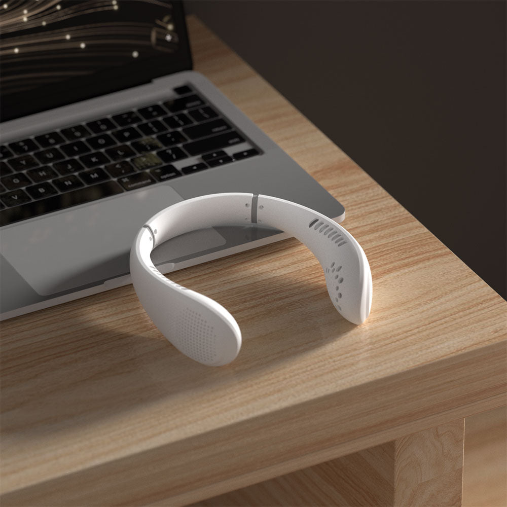 F1 Summer USB Charging Hanging Neck Cooling Fan Digital Display ABS Mini Bladeless Fan Cooler
