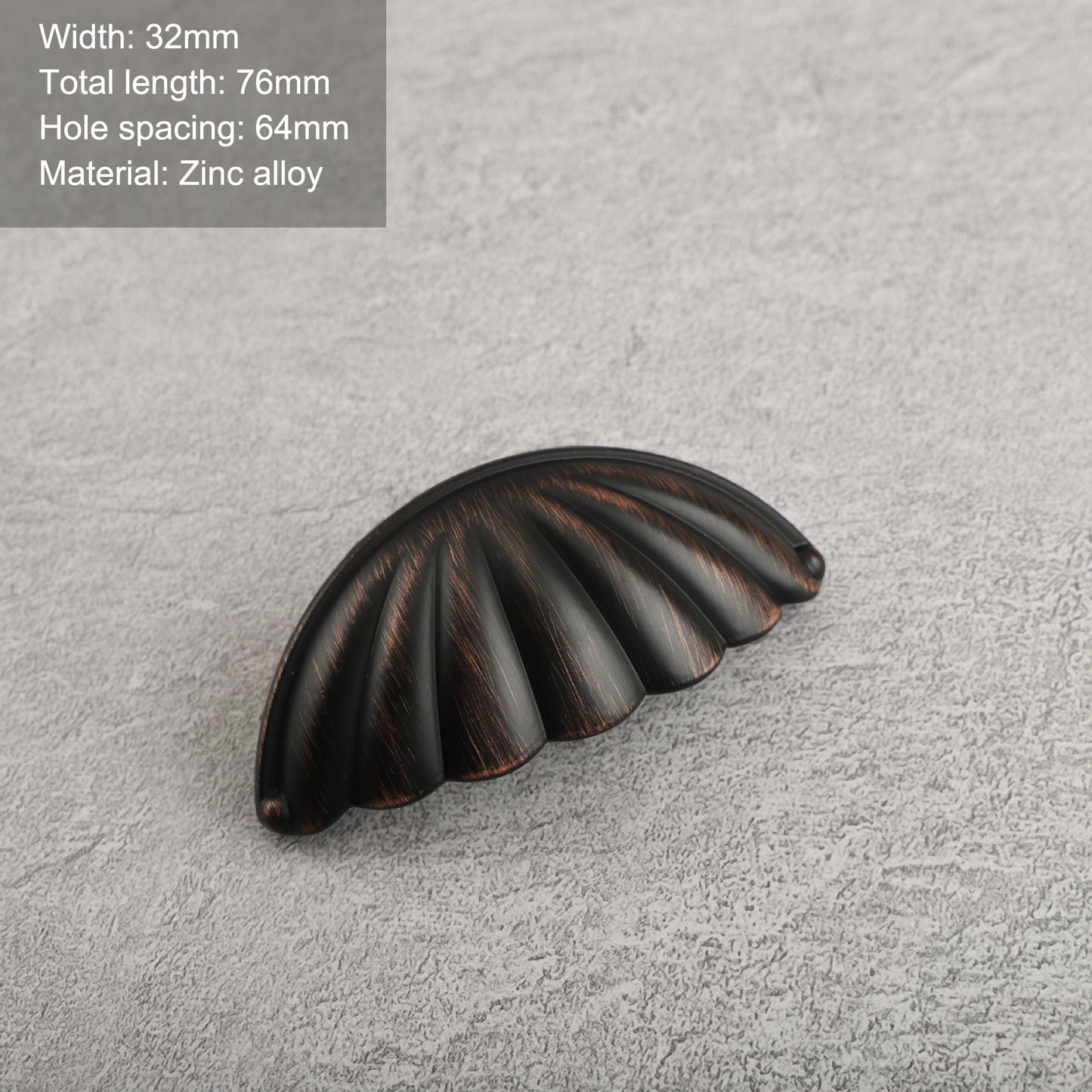 Shell Shape Retro Zinc Alloy Cabinet Furniture Pull Handle Drawer Cupboard Wardrobe Door Handle with 25mm Screw