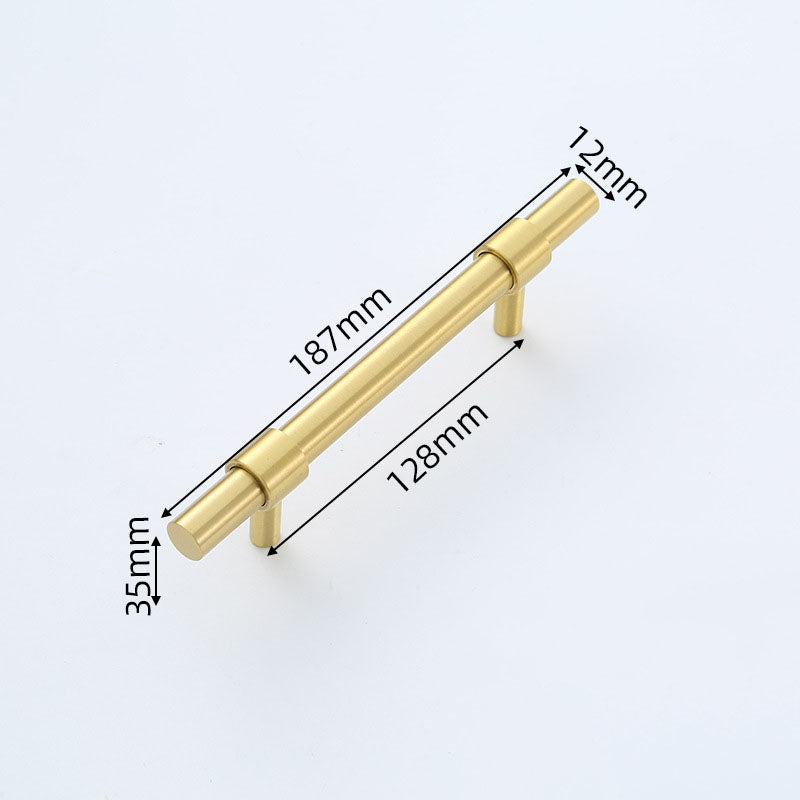 Brass Solid Cabinet Handles Modern Drawer Pulls with 25mm Screw, Hardware Round Rod Pulls 128mm Hole, 187mm Length