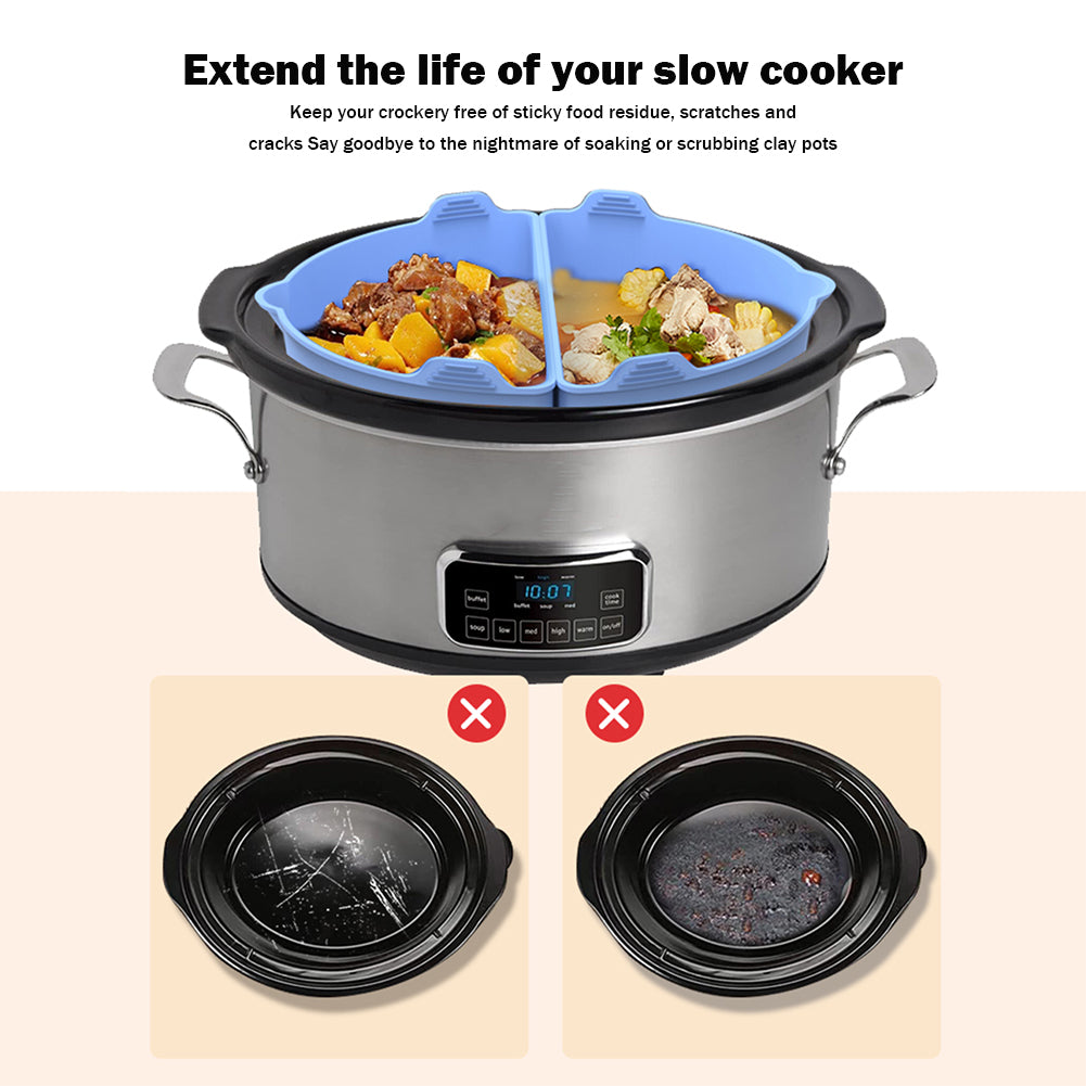 2Pcs Slow Cooker Divider Liners for 6-7 Quart Slow Cookers Reusable Silicone Inserts (BPA-Free, No FDA Certificate)