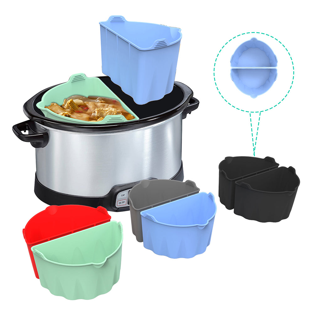 2Pcs Slow Cooker Divider Liners for 6-7 Quart Slow Cookers Reusable Silicone Inserts (BPA-Free, No FDA Certificate)