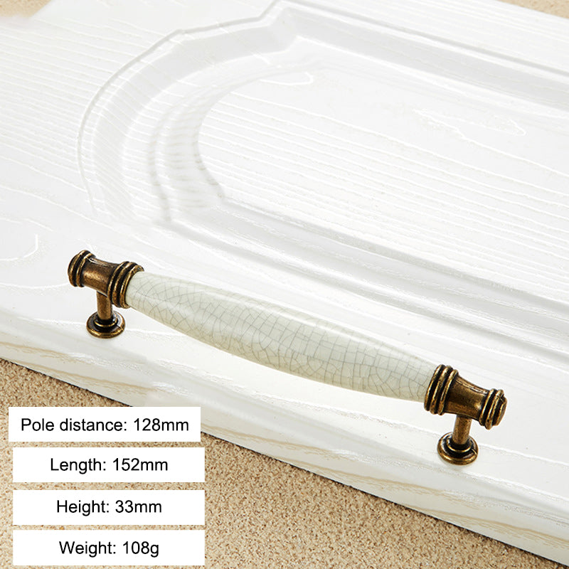 Zinc Alloy Ceramic Crack Furniture Pull Handle Cabinet Drawer Wardrobe Door Handle, 22mm Screw