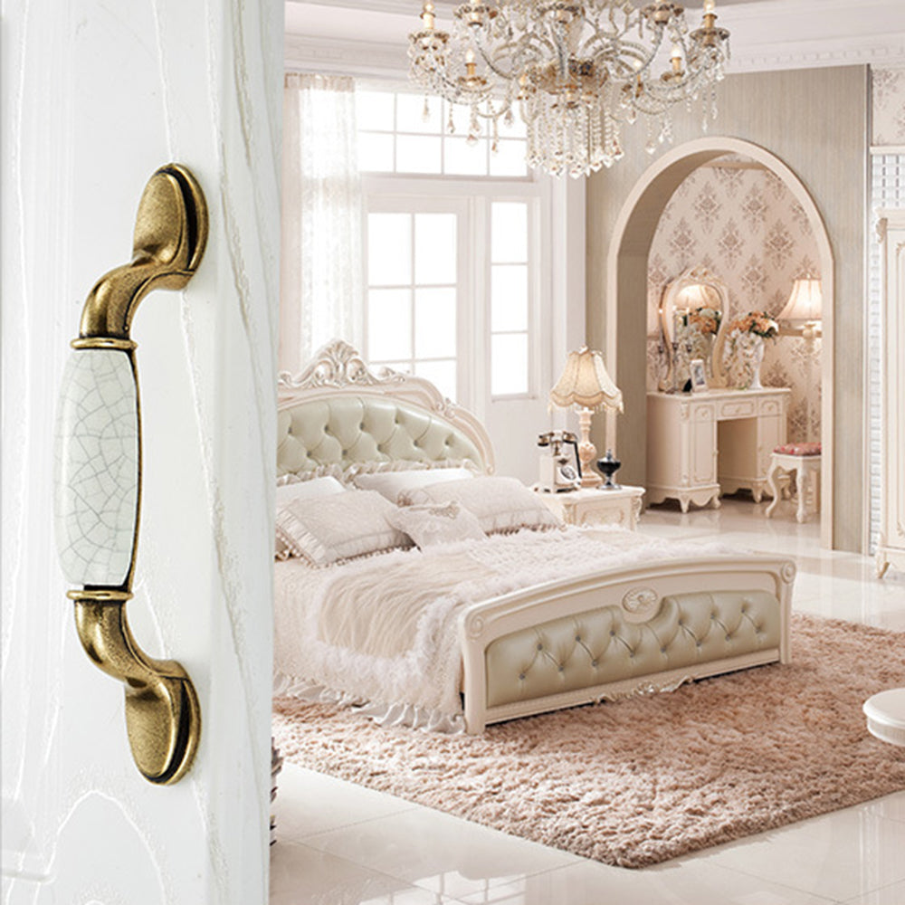 Zinc Alloy Ceramic Crack Furniture Pull Handle Cabinet Drawer Wardrobe Door Handle, 22mm Screw