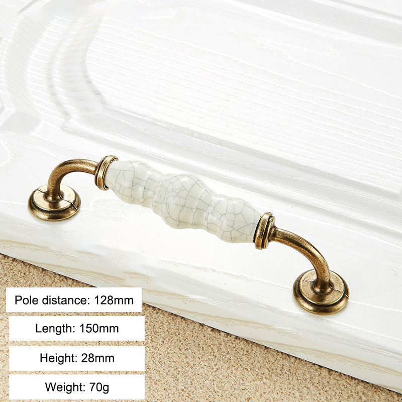 Zinc Alloy Ceramic Crack Furniture Pull Handle Cabinet Drawer Wardrobe Door Handle, 22mm Screw