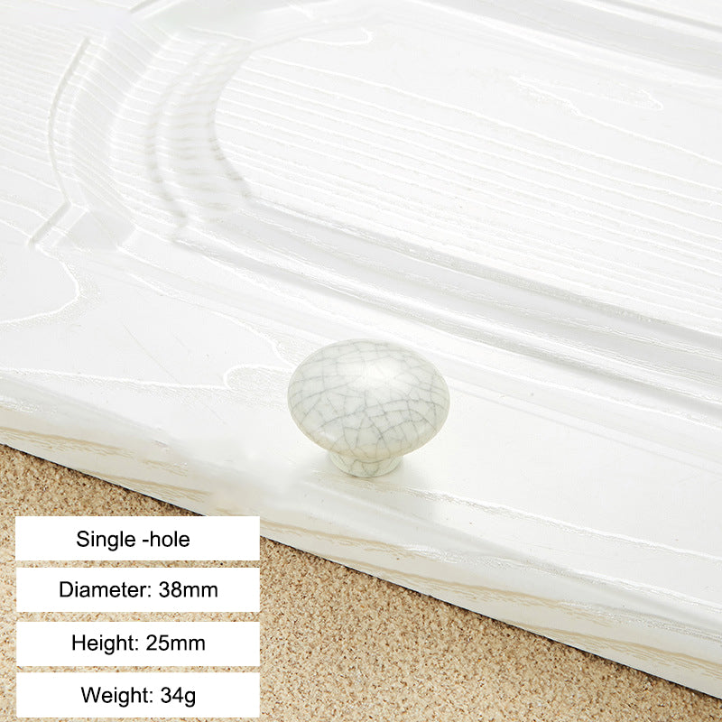 European Style Ceramic Crack Furniture Pull Handle Cabinet Drawer Wardrobe Door Knob, 22mm Screw