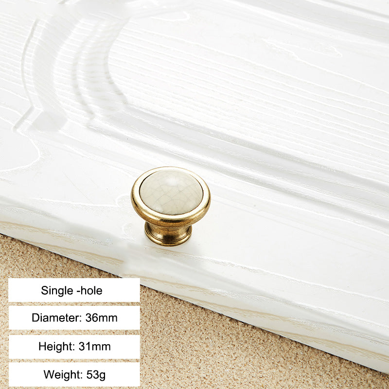 European Style Ceramic Crack Furniture Pull Handle Cabinet Drawer Wardrobe Door Knob, 22mm Screw
