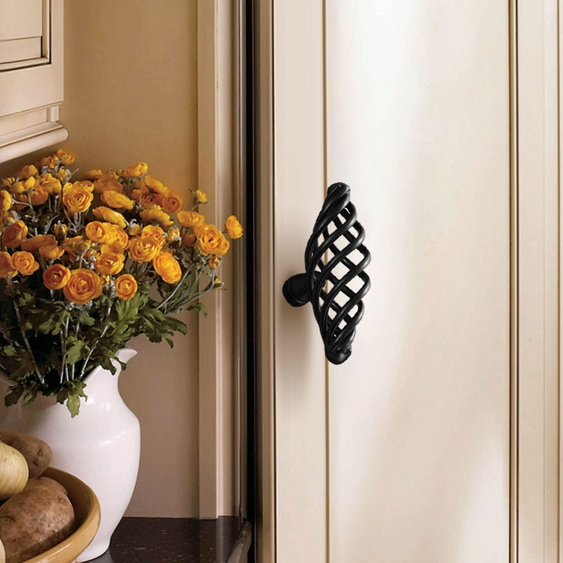Iron Art Furniture Cabinet Handle Hollow Out Birdcage Design Drawer Wardrobe Door Puller, 22mm Screw
