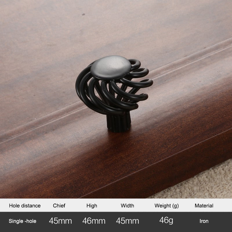 Iron Art Furniture Cabinet Handle Hollow Out Birdcage Design Drawer Wardrobe Door Puller, 22mm Screw