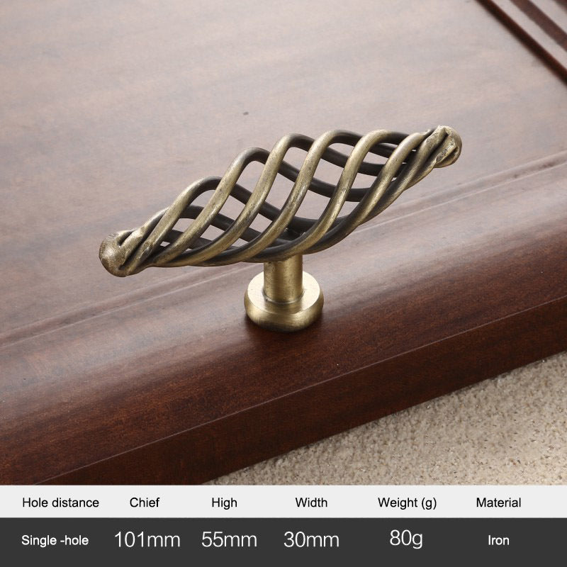 Iron Art Furniture Cabinet Handle Hollow Out Birdcage Design Drawer Wardrobe Door Puller, 22mm Screw