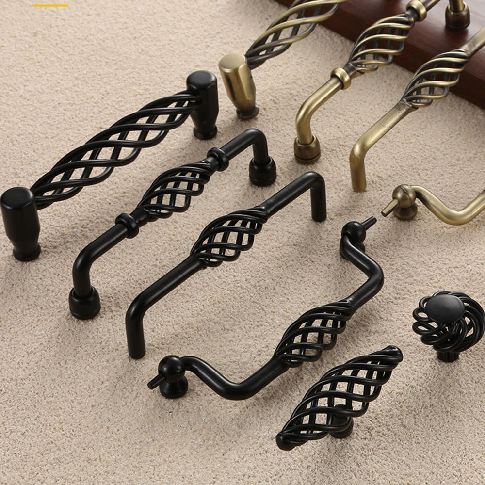 Iron Art Furniture Cabinet Handle Hollow Out Birdcage Design Drawer Wardrobe Door Puller, 22mm Screw