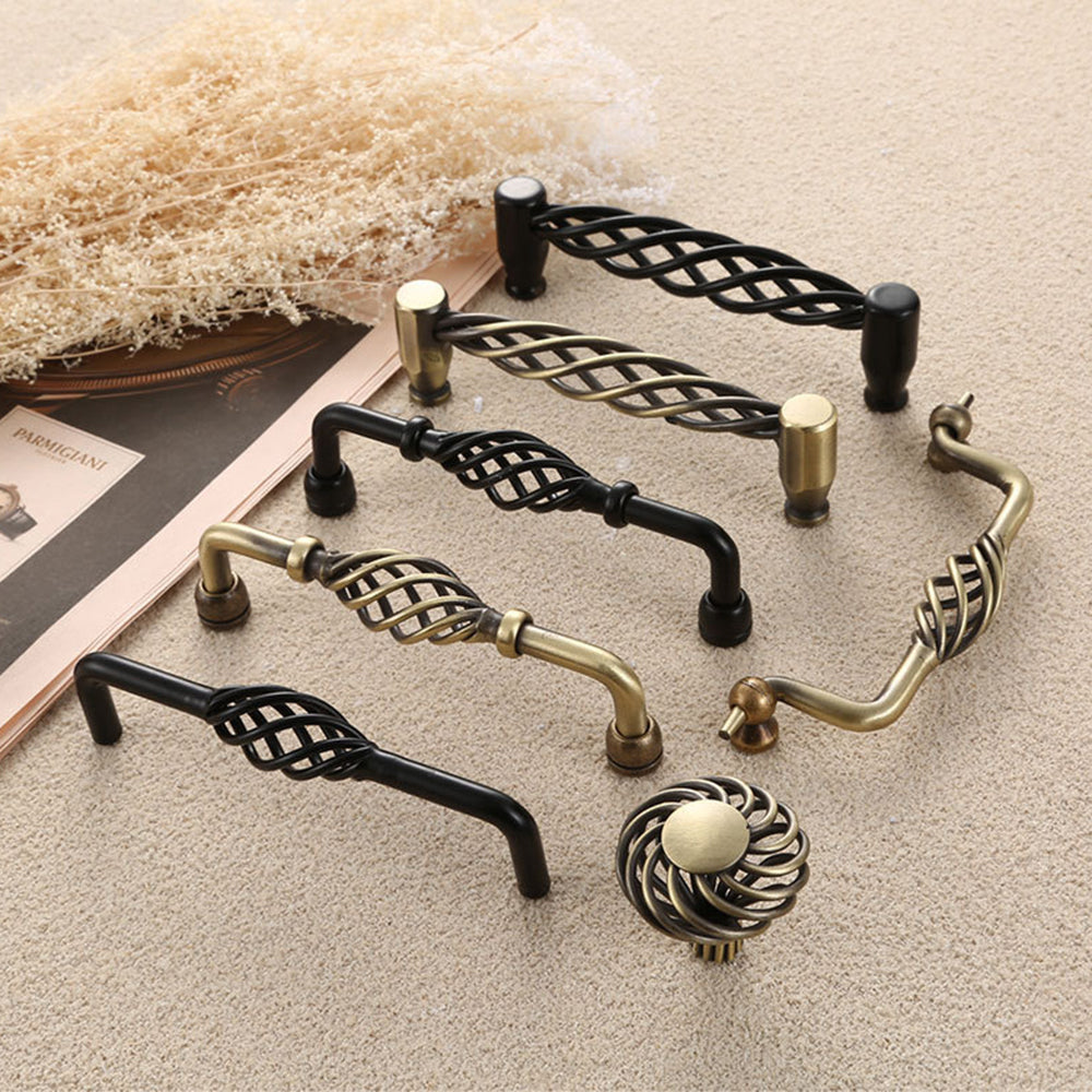 Vintage Kitchen Cabinet Handles Iron Dresser Handles 22mm Screw Hollow Out Birdcage Pulls Room Accessories