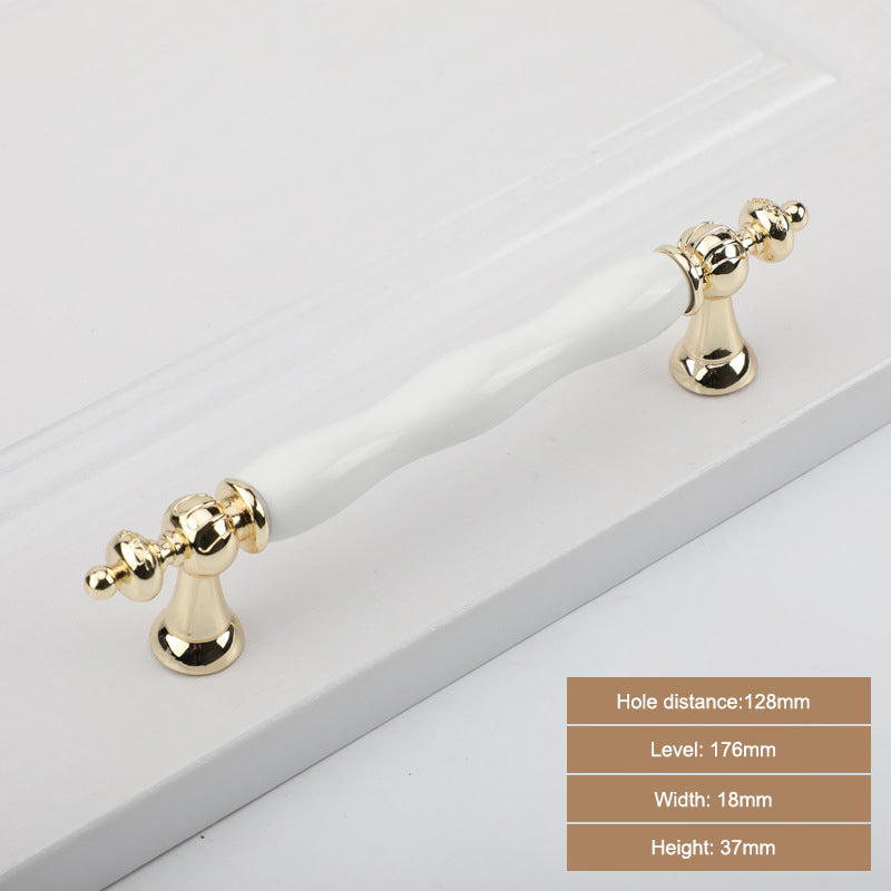 1112K Zinc Alloy + Ceramic European Furniture Pull Handle Cabinet Wardrobe Drawer Handle