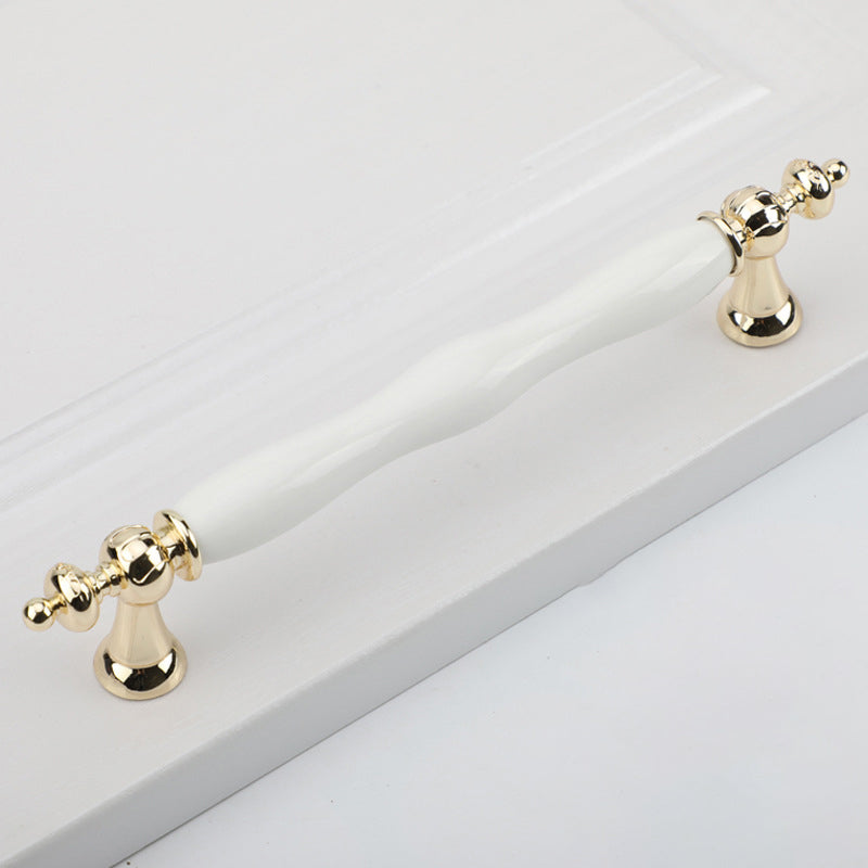 1112K Zinc Alloy + Ceramic European Furniture Pull Handle Cabinet Wardrobe Drawer Handle