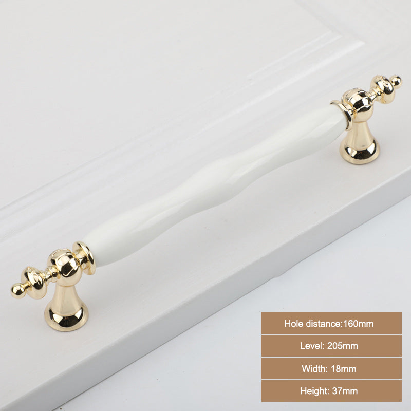 1112K Zinc Alloy + Ceramic European Furniture Pull Handle Cabinet Wardrobe Drawer Handle