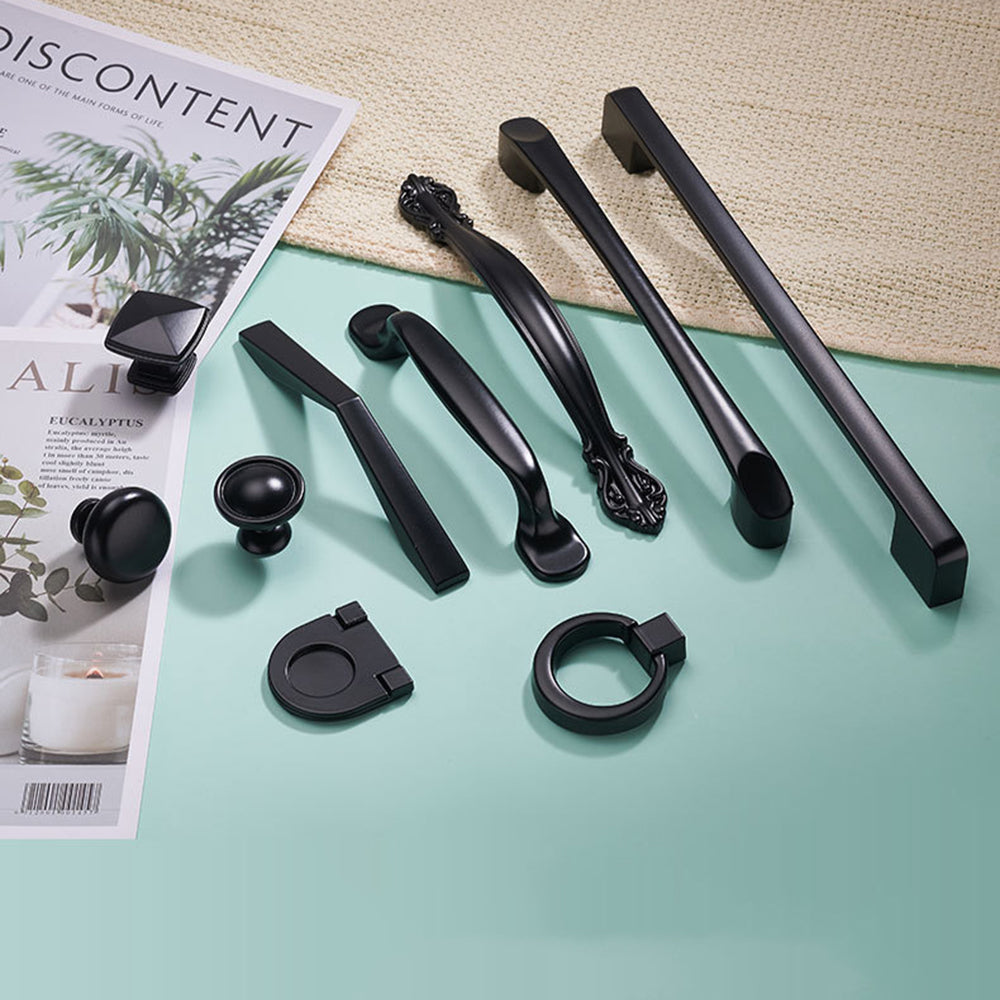 Simple Style Cabinet Handles Zinc Alloy Modern Drawer Pulls Matte Black Hardware Pulls
