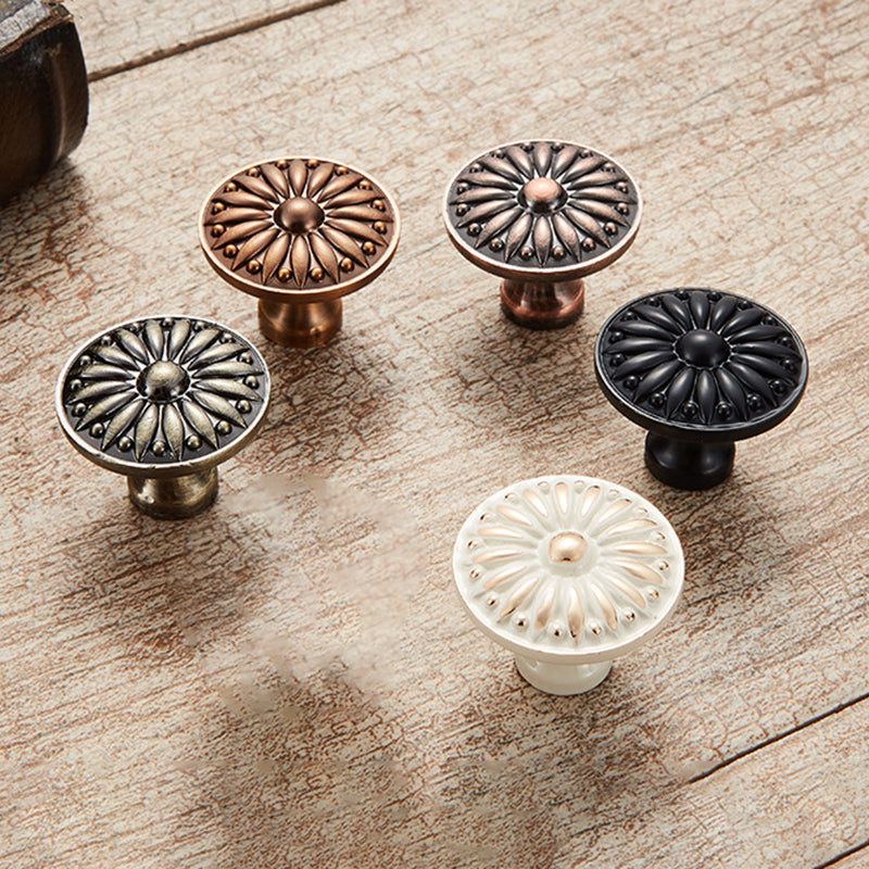 Zinc Alloy Furniture Classical Pull Handle Cabinet Drawer Wardrobe Puller Single Hole Door Knob, 22mm Screw