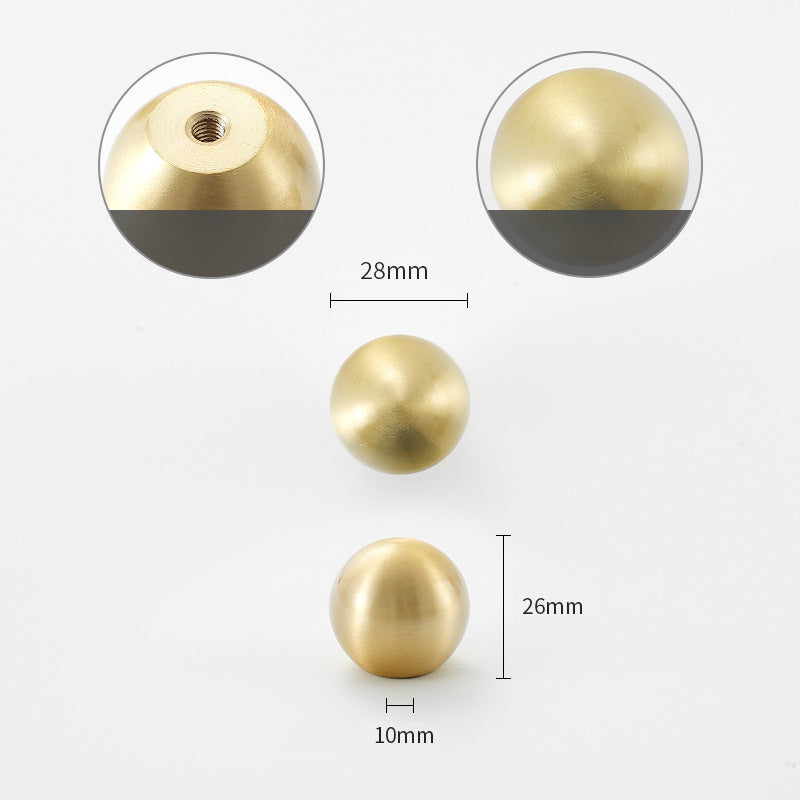 Simple Style Pure Copper Pull Round Cabinet Handle Drawer Wardrobe Knob with 25mm Screw