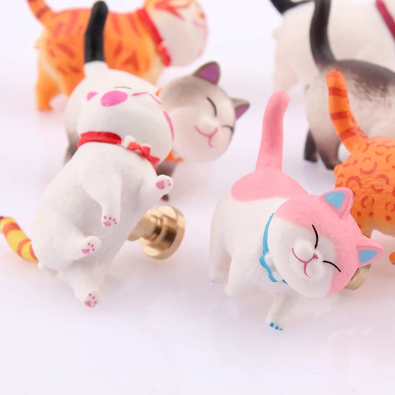 PVC+Brass Single Hole Furniture Handle Cute Cat Rotatable Drawer Wardrobe Cabinet Pull Handle, 25mm Screw