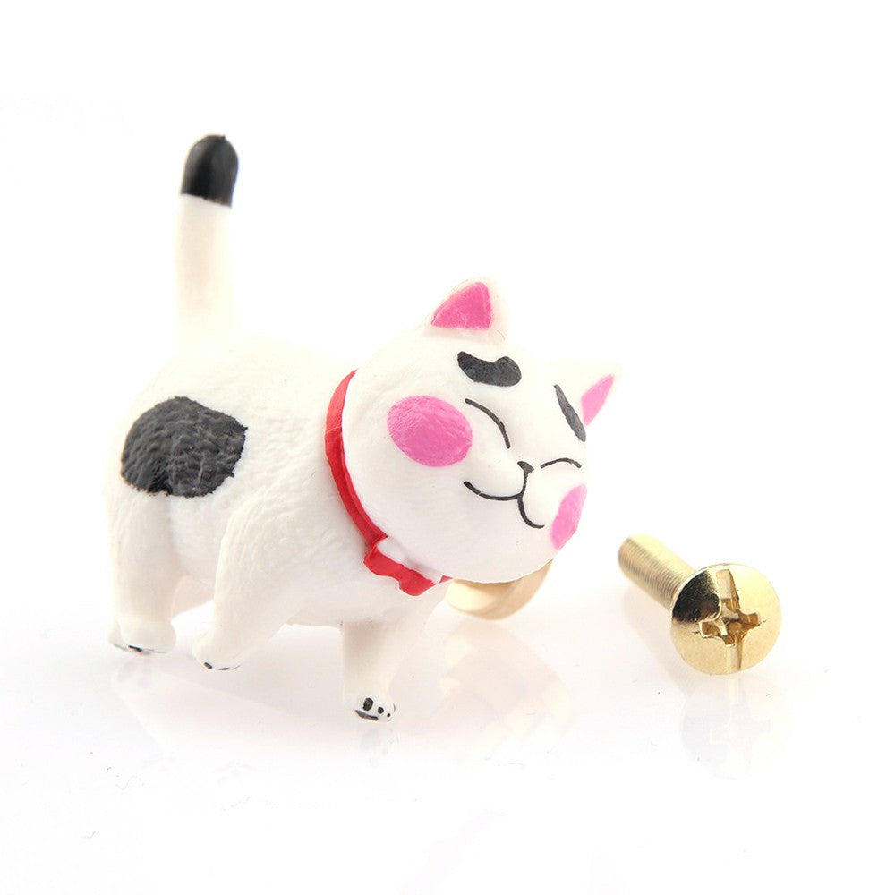 PVC+Brass Single Hole Furniture Handle Cute Cat Rotatable Drawer Wardrobe Cabinet Pull Handle, 25mm Screw