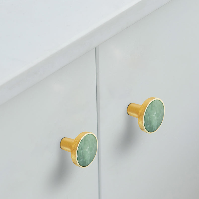 Zinc Alloy Shell Marble Texture Furniture Round Handle Drawer Wardrobe Cabinet Door Knob, 22mm Screw