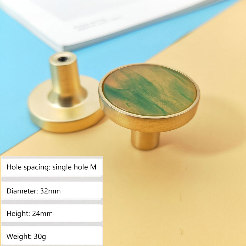 Zinc Alloy Shell Marble Texture Furniture Round Handle Drawer Wardrobe Cabinet Door Knob, 22mm Screw