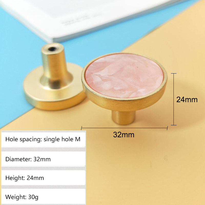 Zinc Alloy Shell Marble Texture Furniture Round Handle Drawer Wardrobe Cabinet Door Knob, 22mm Screw