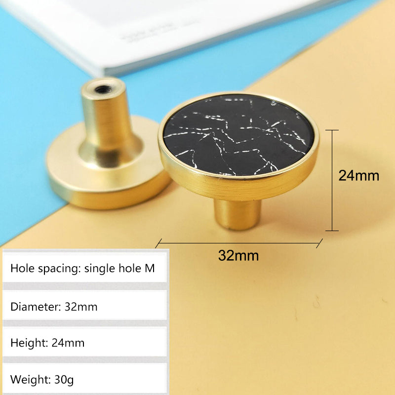Zinc Alloy Shell Marble Texture Furniture Round Handle Drawer Wardrobe Cabinet Door Knob, 22mm Screw