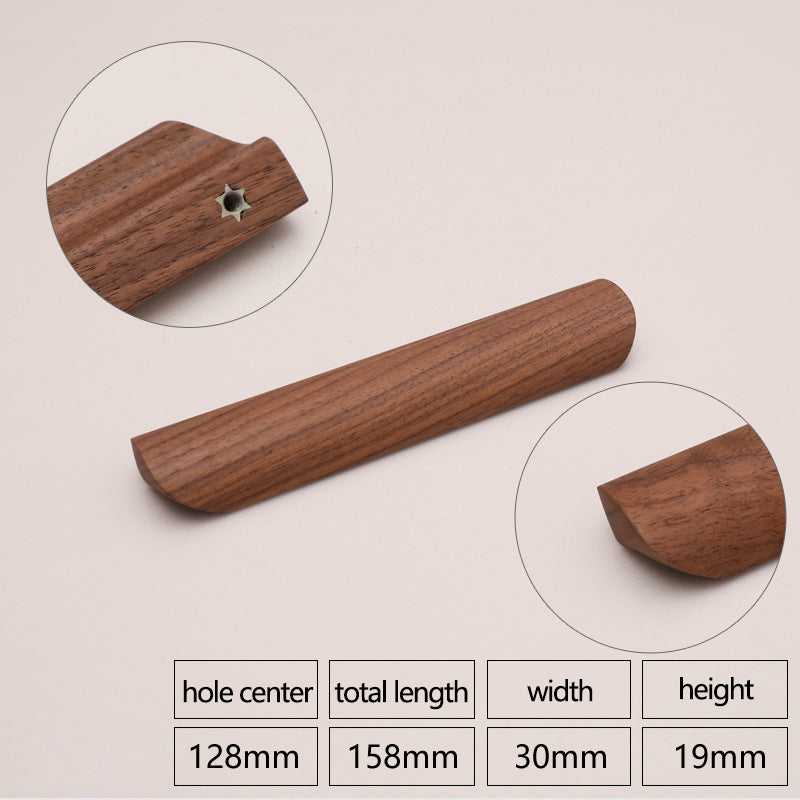 Black Walnut Cabinet Pulls Handle 22mm Screw Cupboard Wardrobe Wooden Pulls