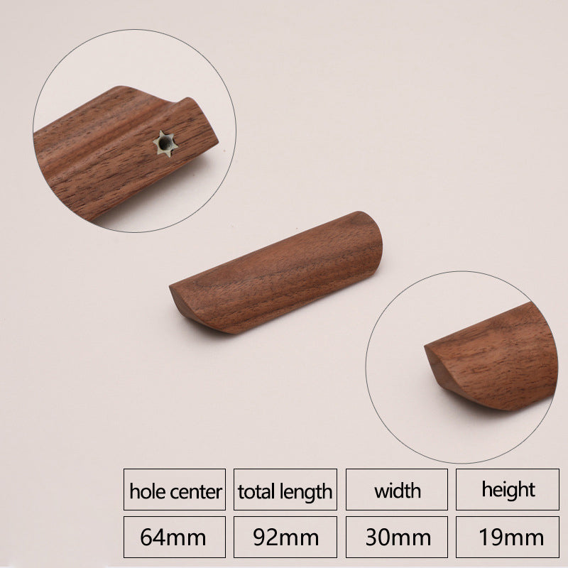 Black Walnut Cabinet Pulls Handle 22mm Screw Cupboard Wardrobe Wooden Pulls