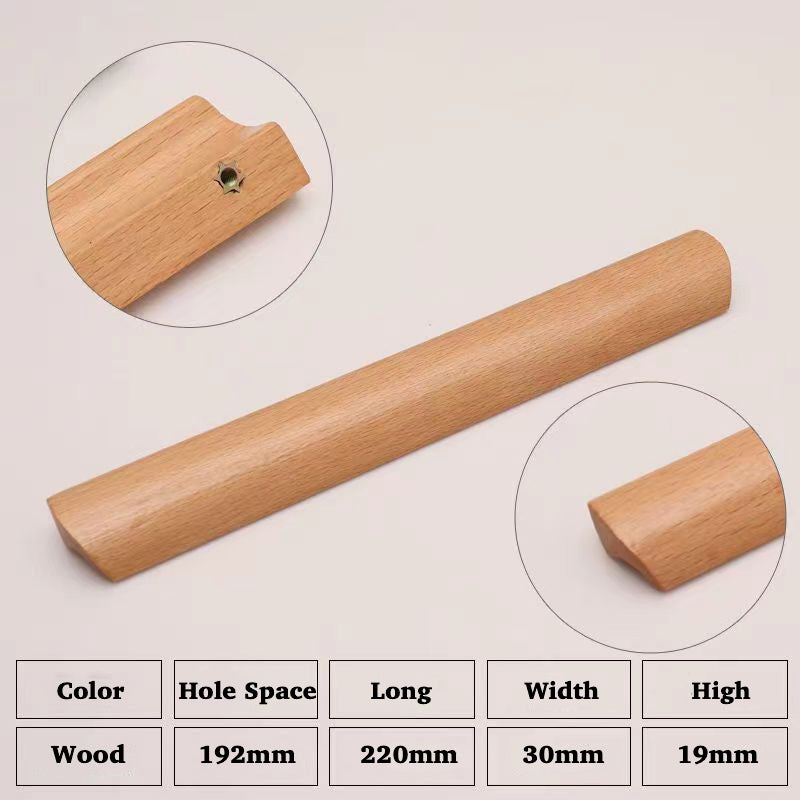 Beech Wood Cabinet Pulls Handle 22mm Screw Cupboard Wardrobe Wooden Pulls