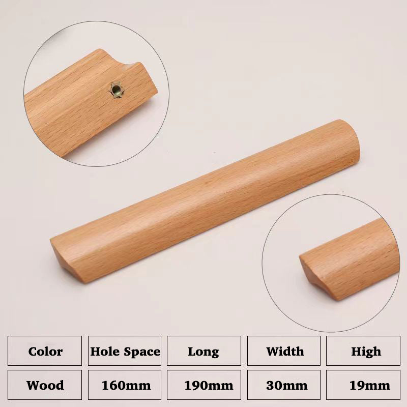 Beech Wood Cabinet Pulls Handle 22mm Screw Cupboard Wardrobe Wooden Pulls