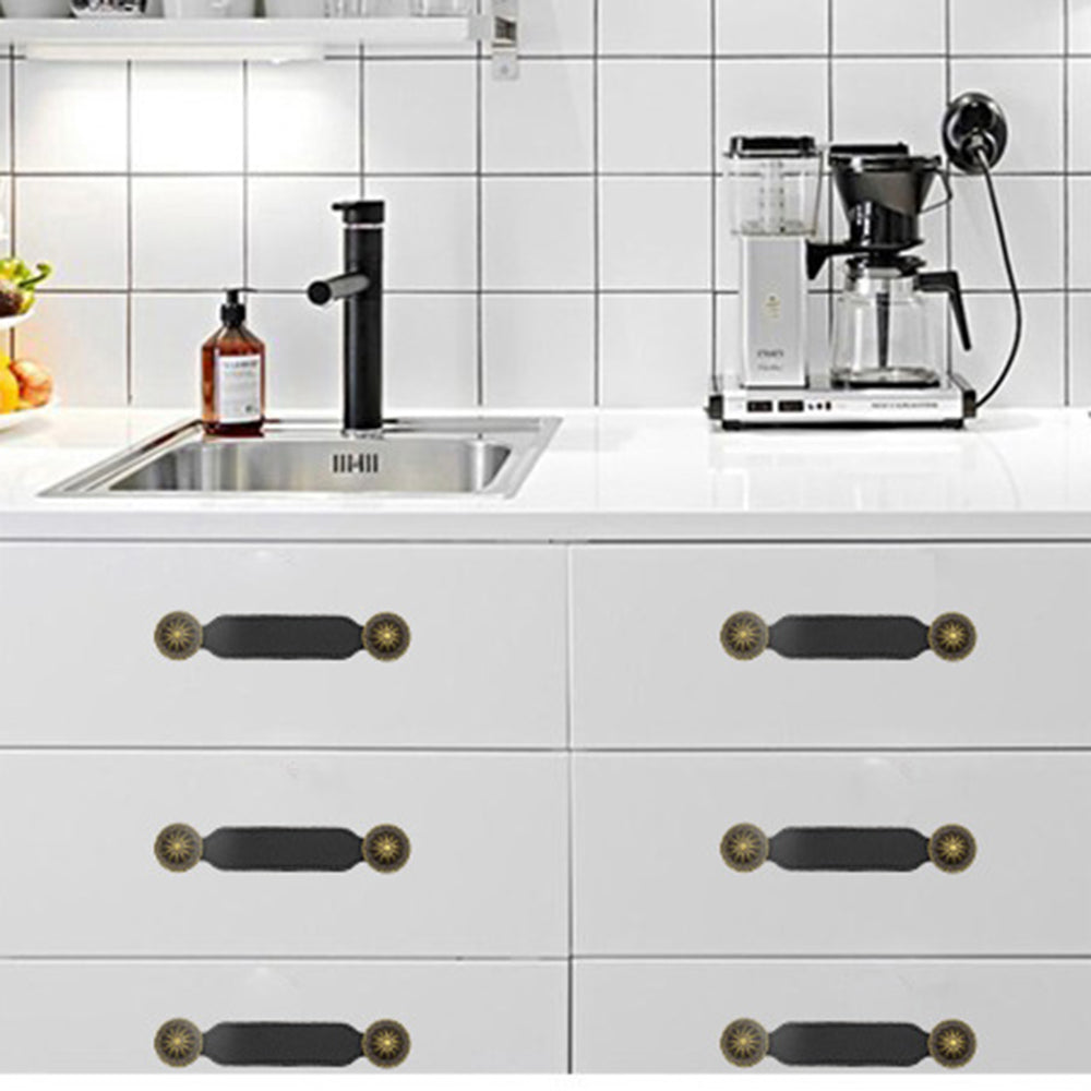 PU Leather Cabinet Handles Pulls Anti-Collision Closet Drawer Pulls (without Screw)