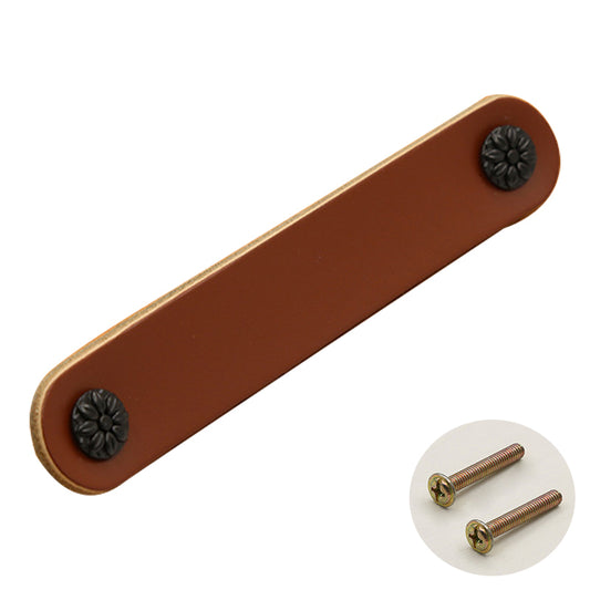 22mm Screw Leather Cabinet Pulls Anti-Collision Wardrobe Drawer Handles Pulls