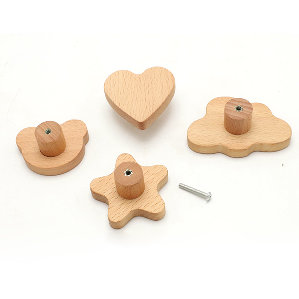 Kids Room Wardrobe Wood Knob Cabinet Drawer Furniture Cartoon Pull Handle, Screw Size: 4*25mm
