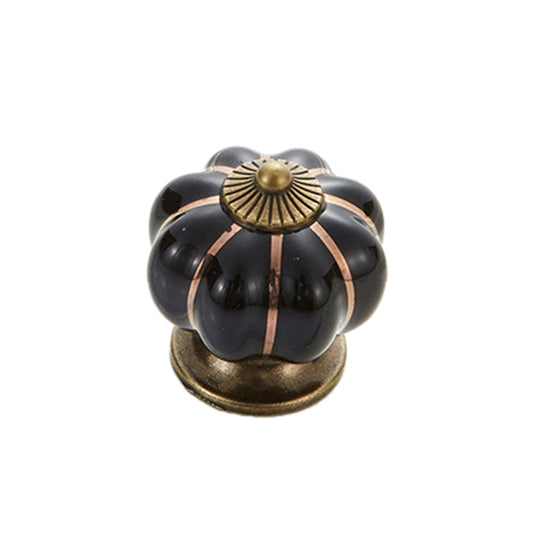 5088 Pumpkin Shape Ceramic Handle Drawer Knob Single Hole Closet Door Handle with 22mm Screw
