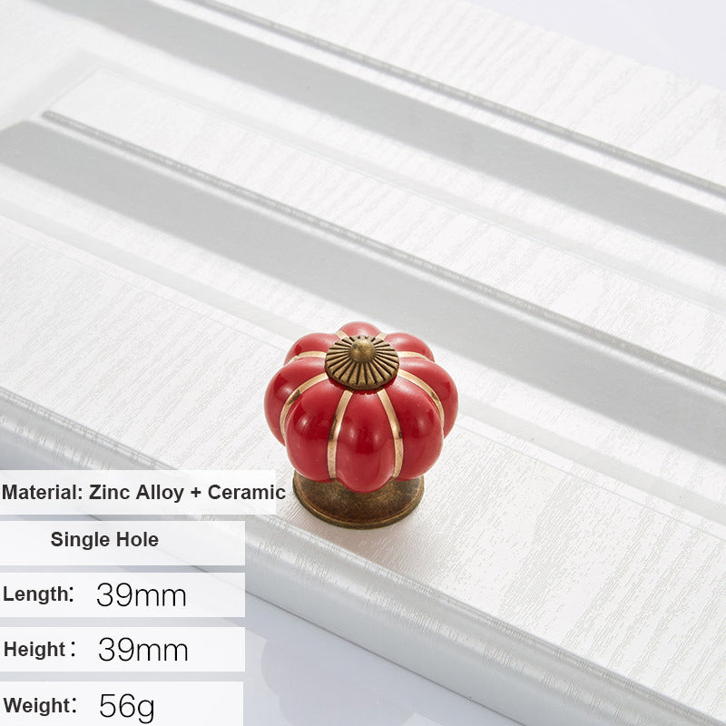 5088 Pumpkin Shape Ceramic Handle Drawer Knob Single Hole Closet Door Handle with 22mm Screw
