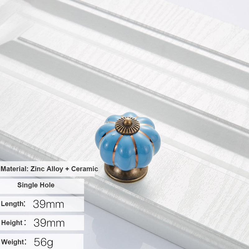 5088 Pumpkin Shape Ceramic Handle Drawer Knob Single Hole Closet Door Handle with 22mm Screw